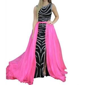 NEW JOHNATHAN KAYNE overskirt gown in hot pink